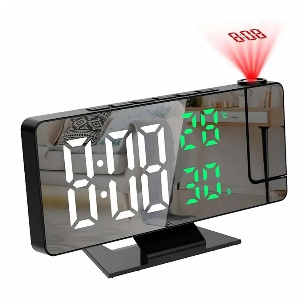 Reloj Despertador Digital Con Proyeccion 180° Pantalla Led img #2