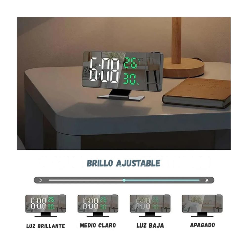 Reloj Despertador Digital Con Proyeccion 180° Pantalla Led img #5