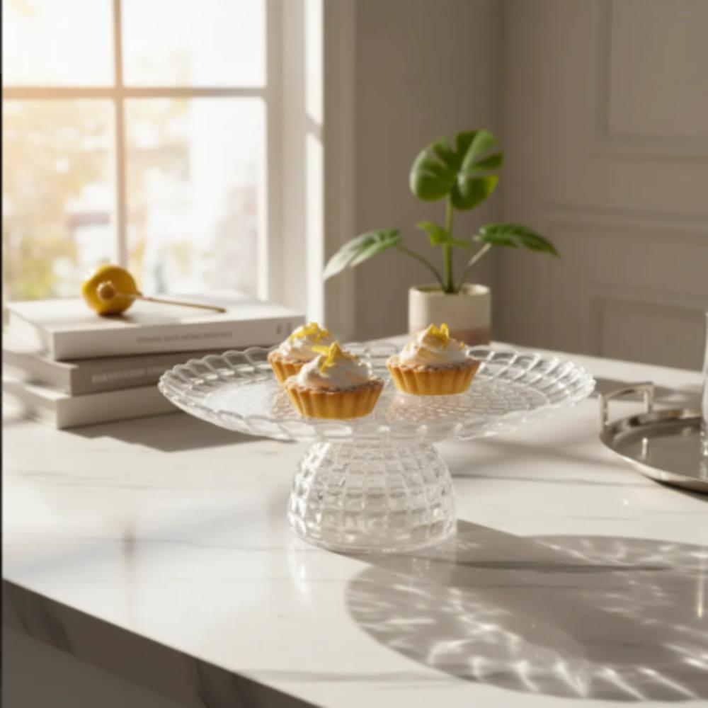 Base Porta Torta Con Pedestal Para Postres Decorativa Cristal img #3