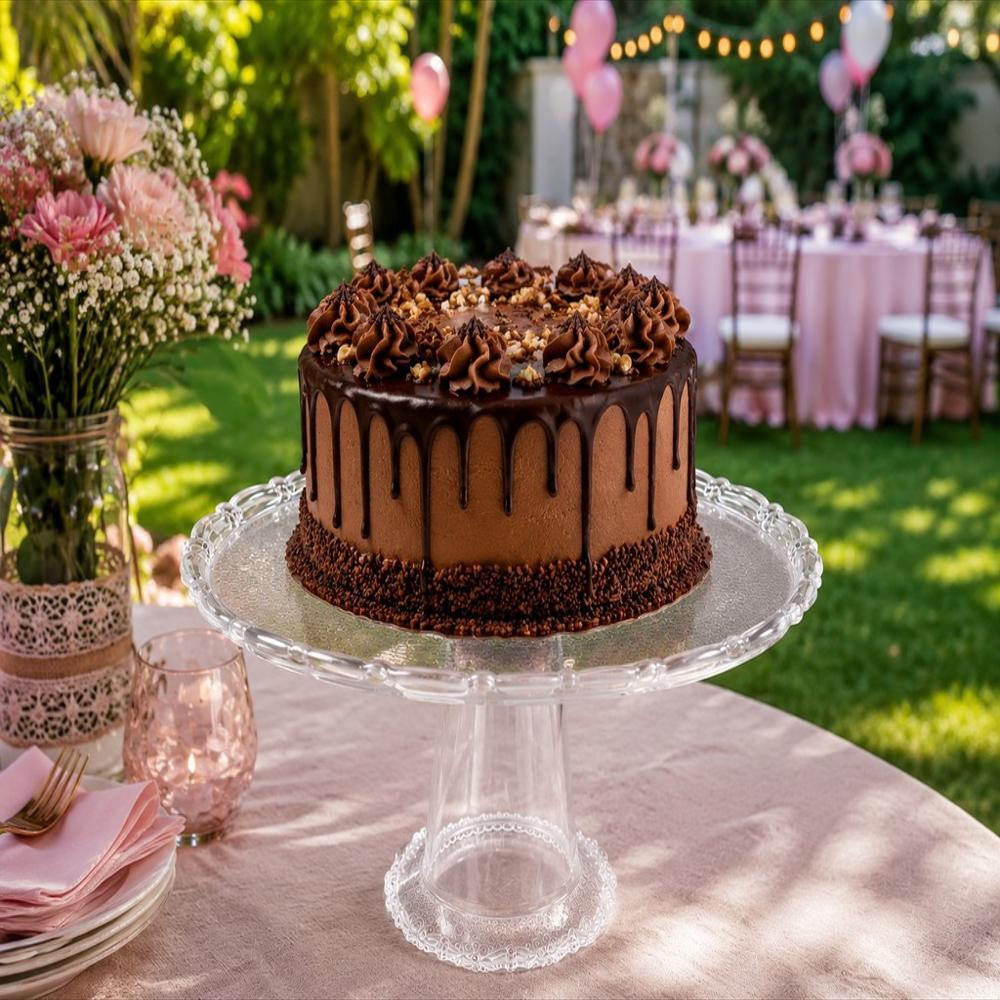 Base Porta Torta Con Pedestal Para Postres Decorativa Transparente img #2