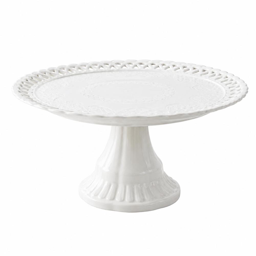 Base Porta Torta Con Pedestal Para Postres Decorativa Blanca img #1