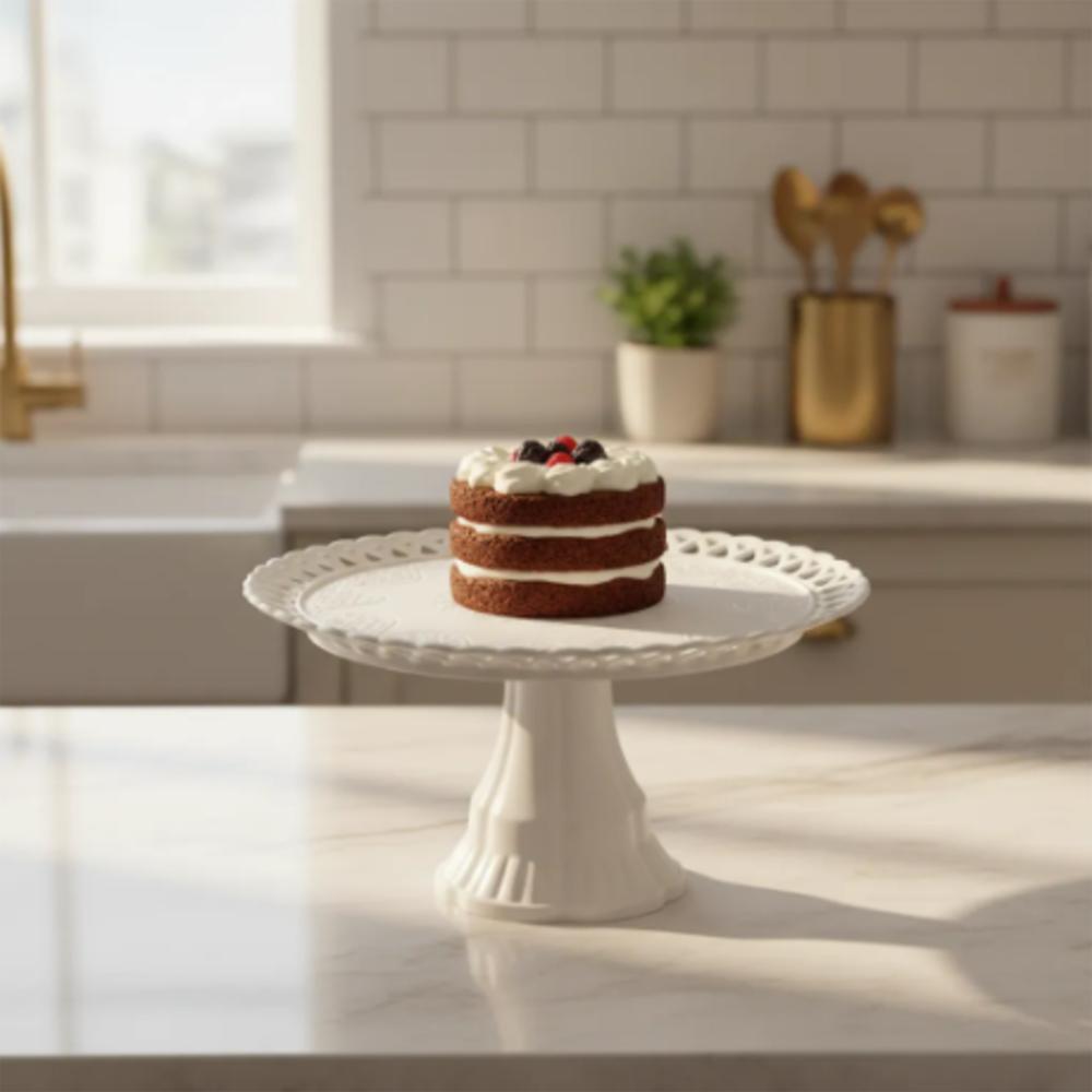 Base Porta Torta Con Pedestal Para Postres Decorativa Blanca img #4