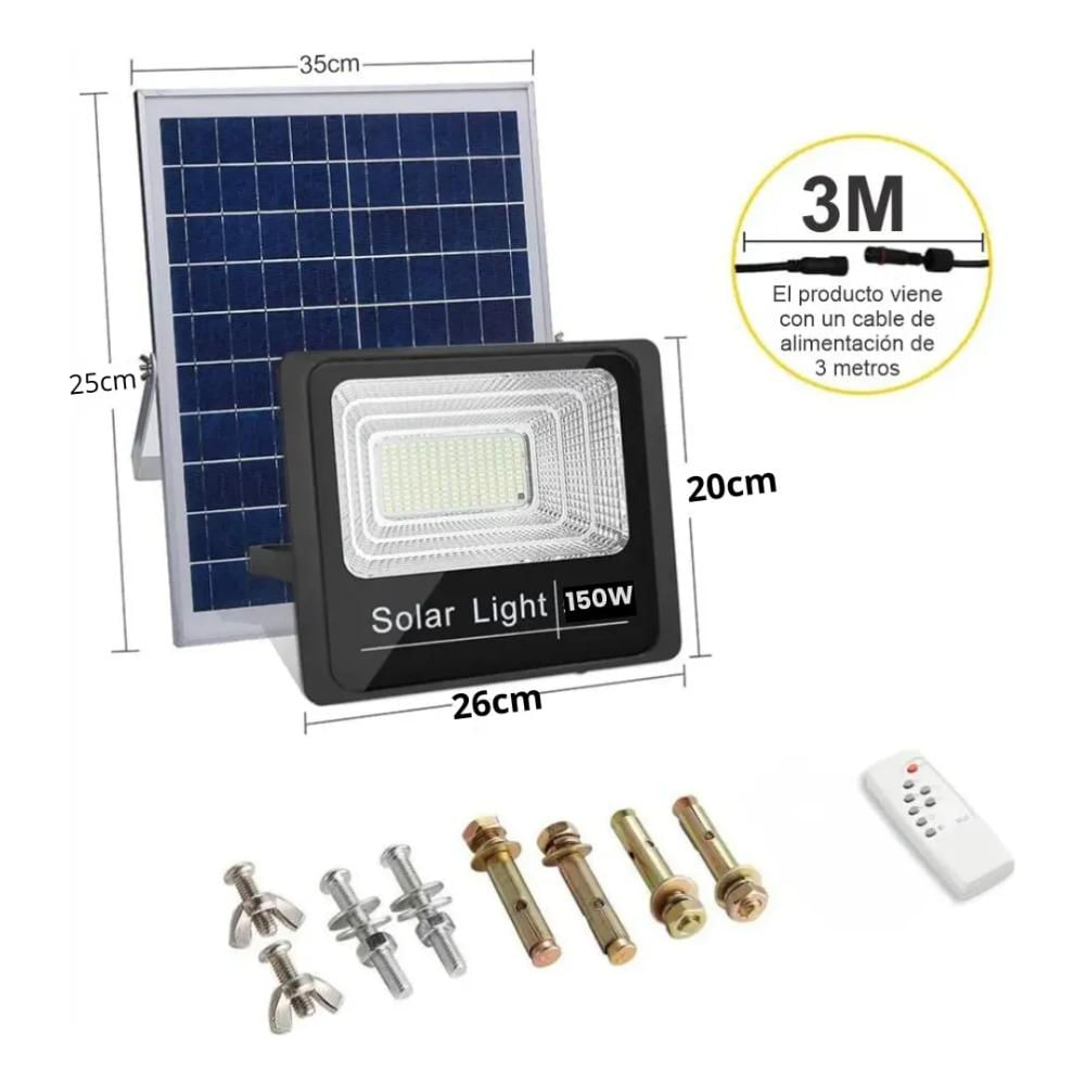 Jortan Reflector Solar 150W Lampara Exterior Panel Solar 6V img #2