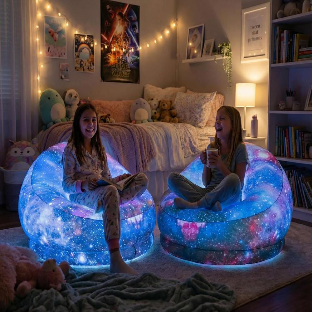 Silla Inflable Air Candy Iluminación Led Telescopio Hubble Personalizable img #4