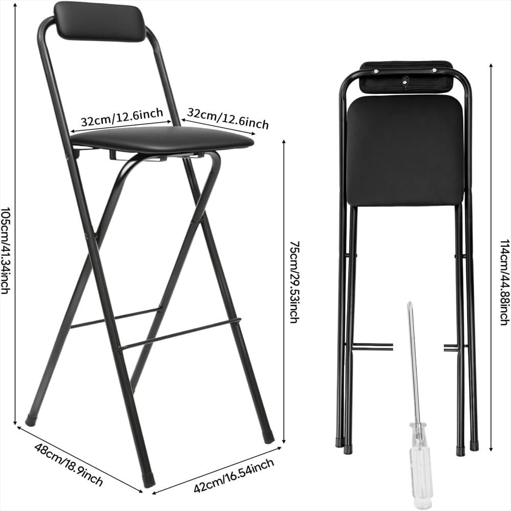 Taburete Plegable Bojimitool Acero Al Carbono Resistente Acolchado Para Bar Cocina 29.5 Cm img #2