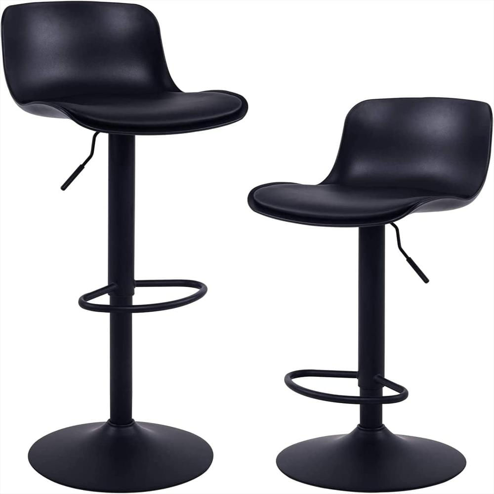 Taburete De Bar Younike Poliuretano Negro Acolchado Giratorio Ajustable img #1