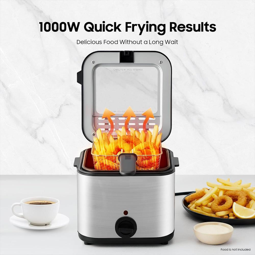 Freidora Eléctrica Perferate 2.5 L Acero Inoxidable Temperatura Ajustable 1000 W Tapa Visualizable img #3