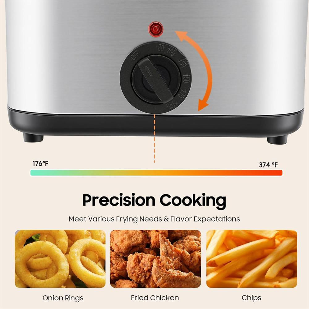 Freidora Eléctrica Perferate 2.5 L Acero Inoxidable Temperatura Ajustable 1000 W Tapa Visualizable img #4