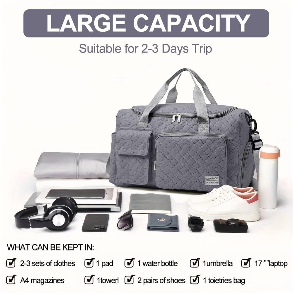 Bolso De Viaje Dakimoe Impermeable Con Compartimento Para Zapatos Gris img #2