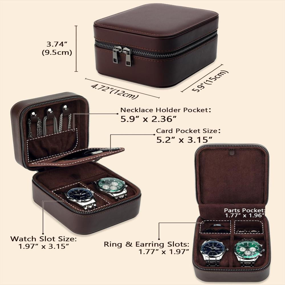 Estuche De Viaje Lumayina Para 2 Relojes Con Compartimentos img #3