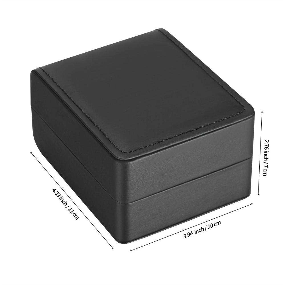 Caja Compacta Para Relojes Cuero Pu Negro Con Almohadón img #2