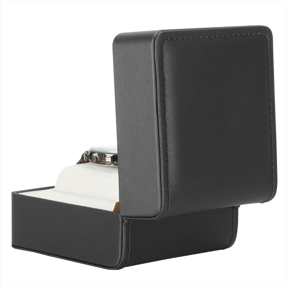 Caja Compacta Para Relojes Cuero Pu Negro Con Almohadón img #3