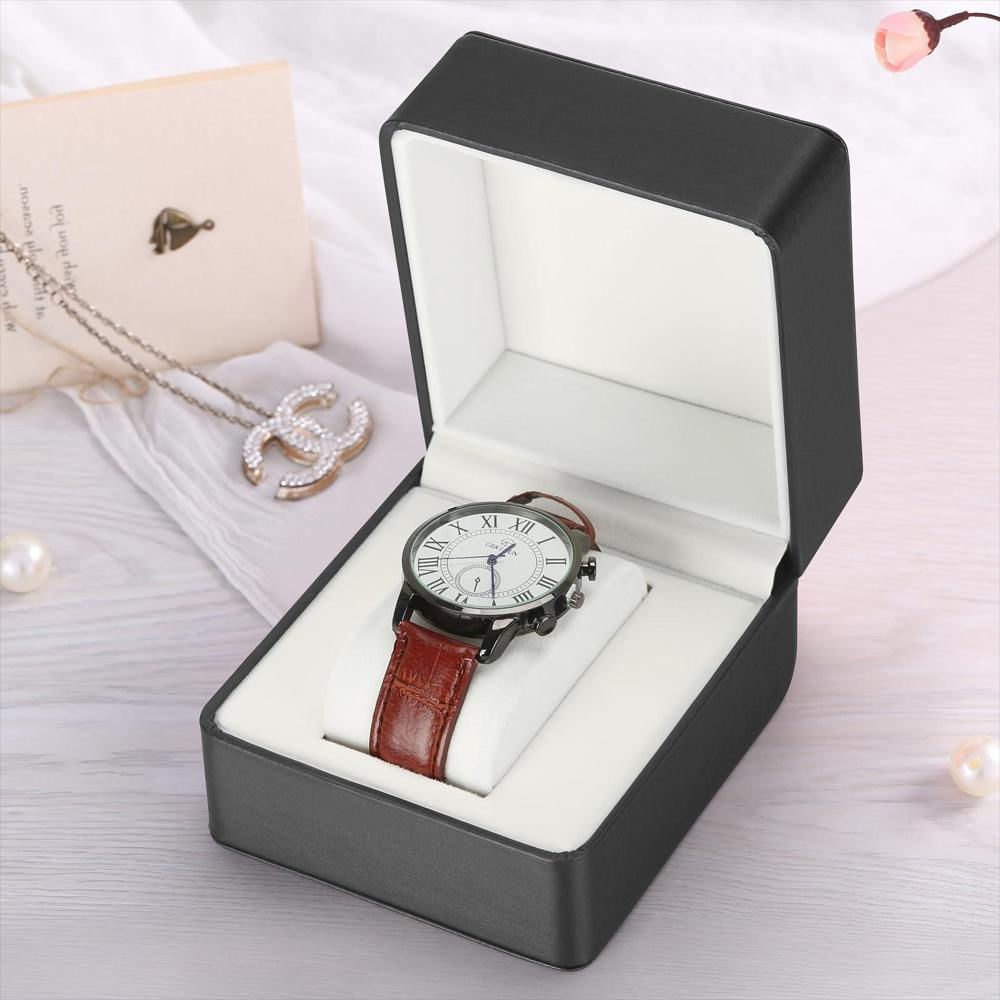 Caja Compacta Para Relojes Cuero Pu Negro Con Almohadón img #5