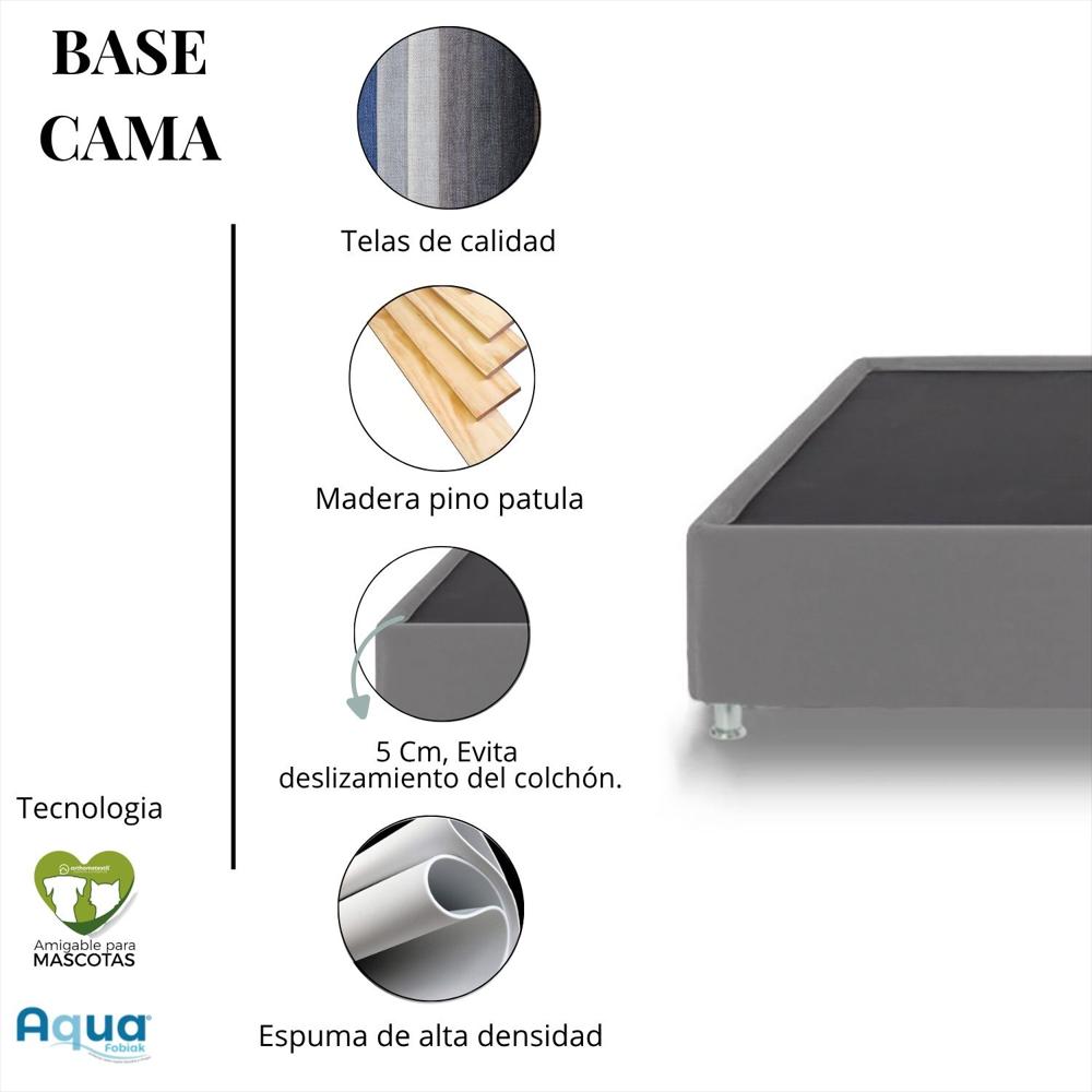 Combo Colchon Master King Opulence Pocket Con Un Pillow + Base Cama Gris 200 X 200 img #5