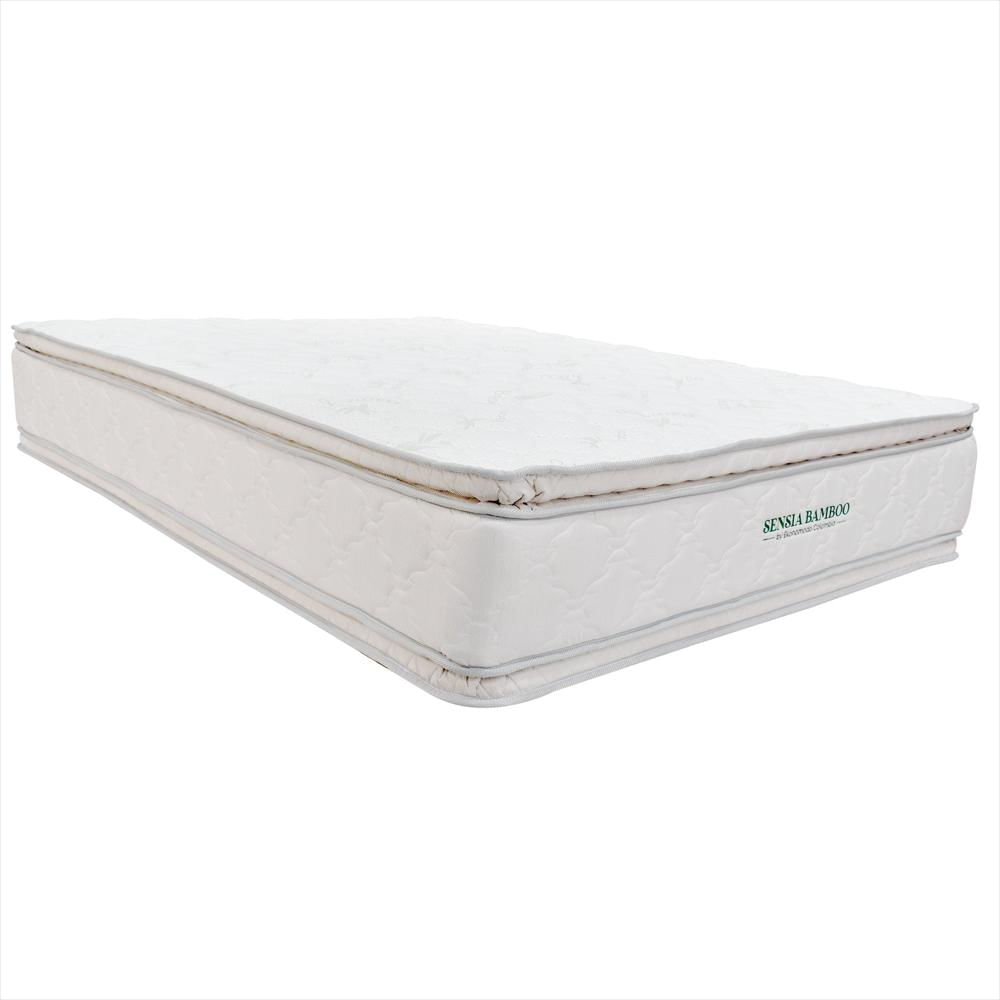 Combo Colchon Premium King Sensia Bamboo Con Dos Pillow + Base Cama Gris 200 X 200 img #2