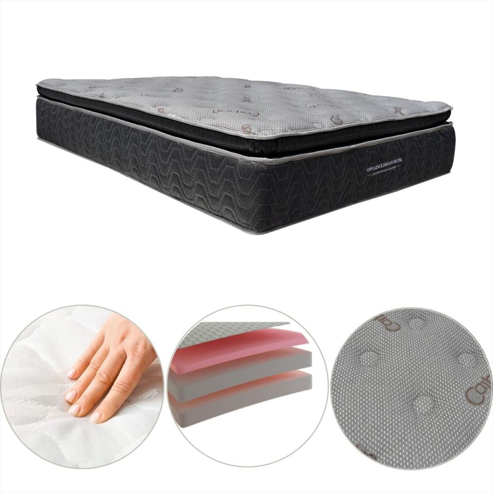 Combo Colchon Master Doble Opulence Pocket Con Un Pillow + Base Cama Gris 140 X 190 img #4