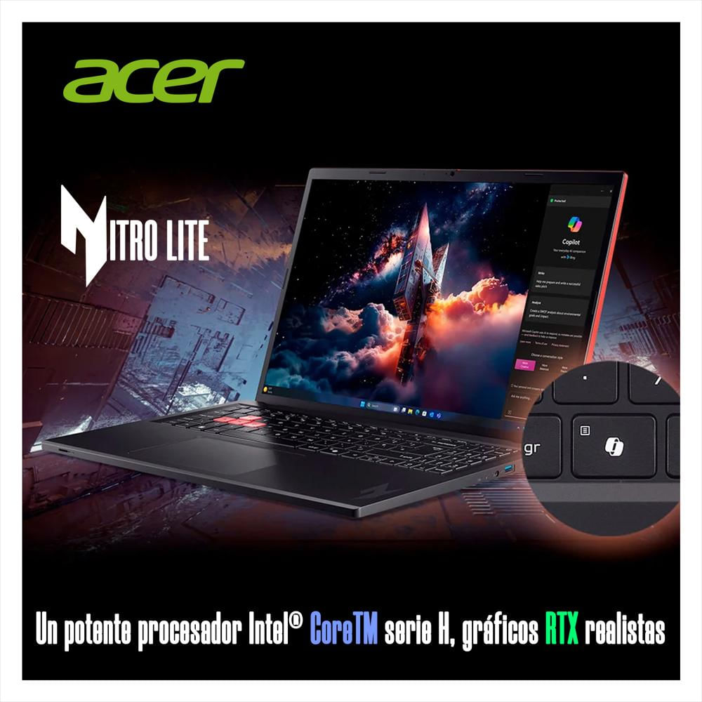 Portátil Gamer Acer Nitro Lite 16″ | Intel Core 5 210H | 16Gb Ram Ddr5 | 512Gb Ssd | Rtx3050 6Gb img #2