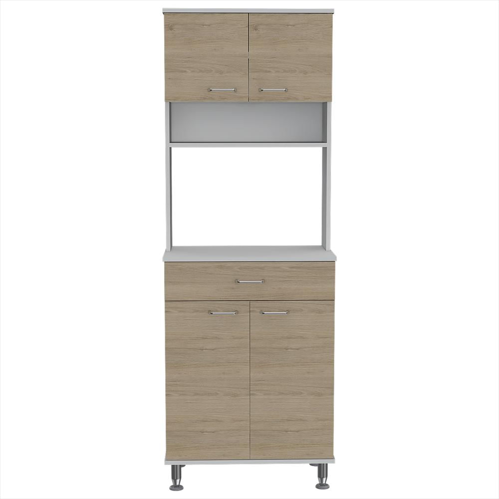 Módulo Microondas Kitchen 60 Blanco Y Rovere 60X169cm Con Un Cajón Y Con Cuatro Puertas img #2