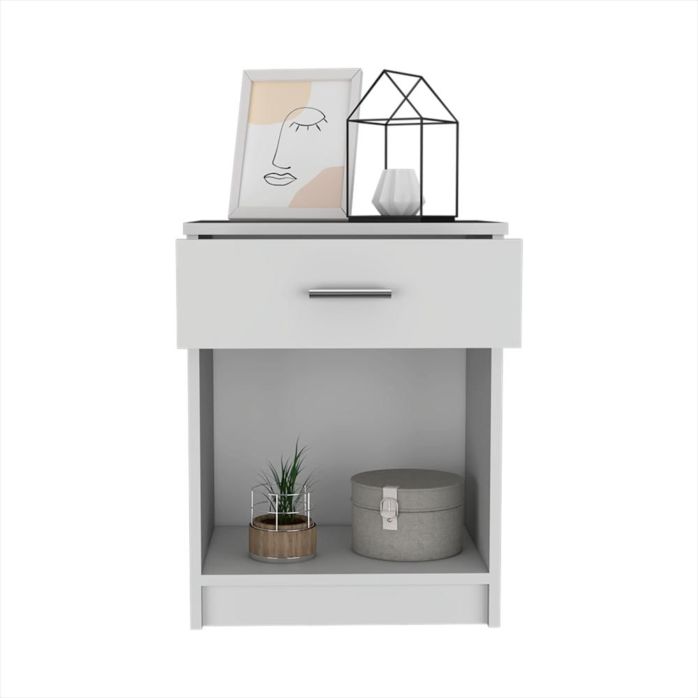 Mesa De Noche Eco Blanco 42.4X55.2Cm Con Un Cajón Y Con Un Compartimiento img #2