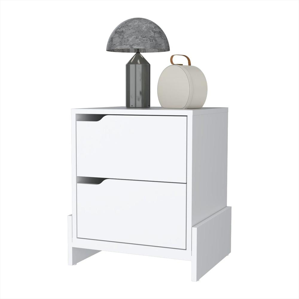 Mesa De Noche Luss Blanco 43X51cm Con Dos Cajones img #3