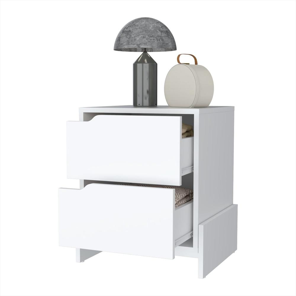 Mesa De Noche Luss Blanco 43X51cm Con Dos Cajones img #4