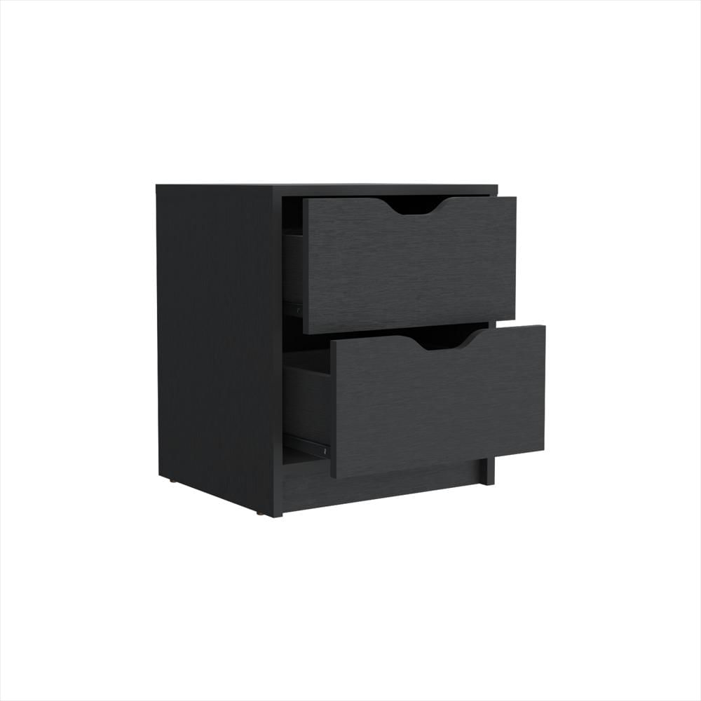 Mesa De Noche Wengue 41X48cm Con Dos Cajones img #1