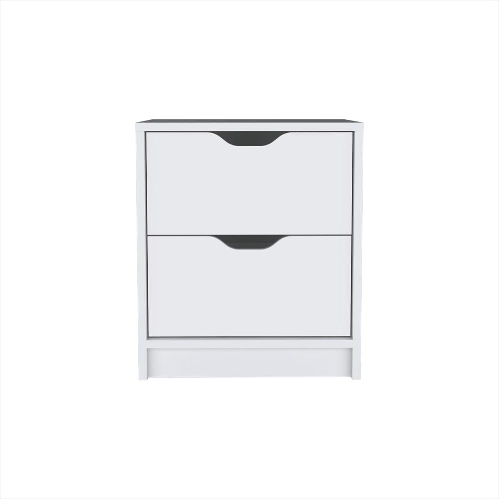 Mesa De Noche Blanco 41X48cm Con Dos Cajones img #1