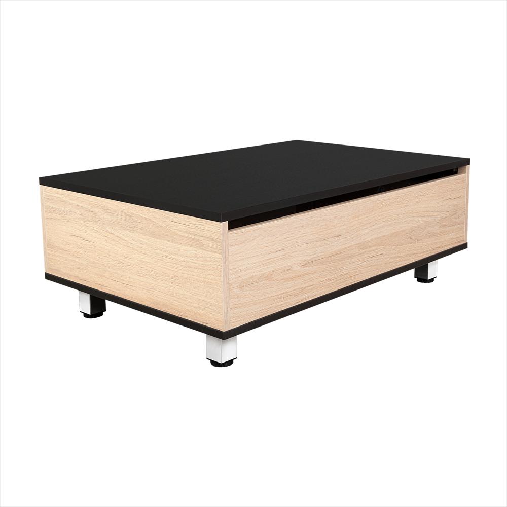 Mesa De Centro 5G Wengue Y Rovere 80X29cm Rectangular Extensible Con Compartimiento img #3