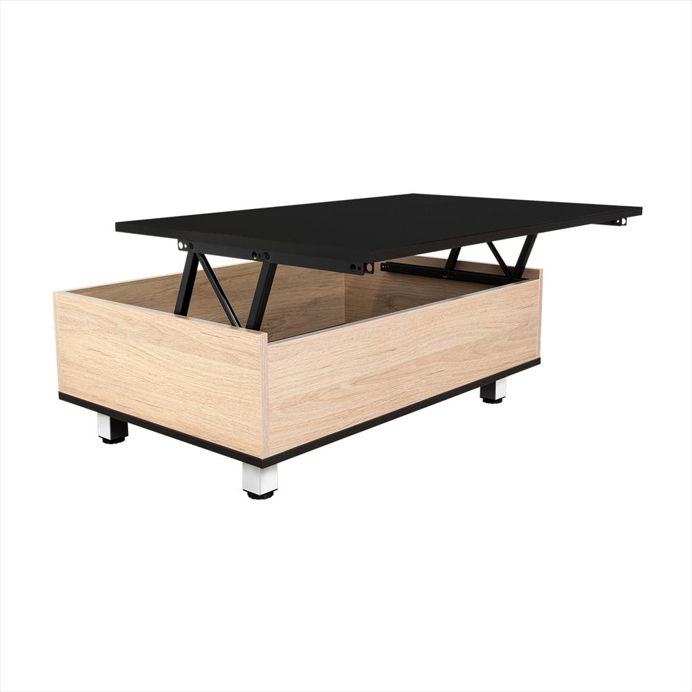 Mesa De Centro 5G Wengue Y Rovere 80X29cm Rectangular Extensible Con Compartimiento img #4