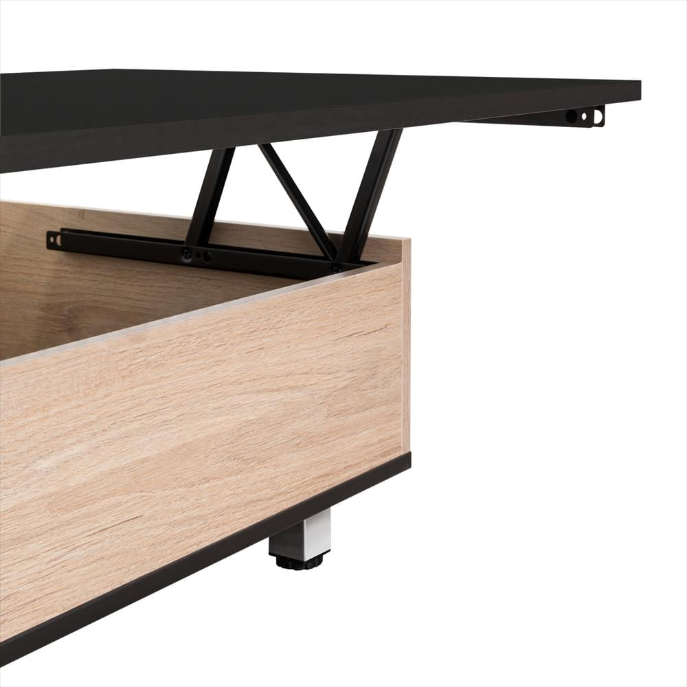 Mesa De Centro 5G Wengue Y Rovere 80X29cm Rectangular Extensible Con Compartimiento img #5
