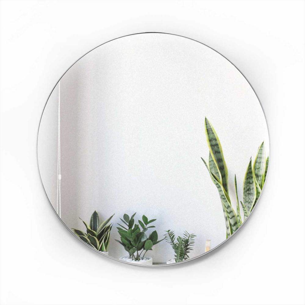Espejo De Pared Plata 90X90cm Redondo Con Marco Metalico img #1