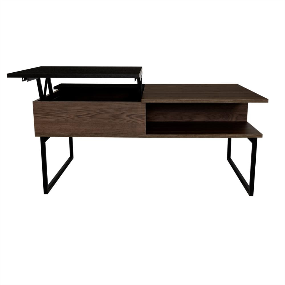 Mesa De Centro 5G Coñac Y Wengue 105.1X45.7Cm Rectangular Extensible Con Compartimiento img #4
