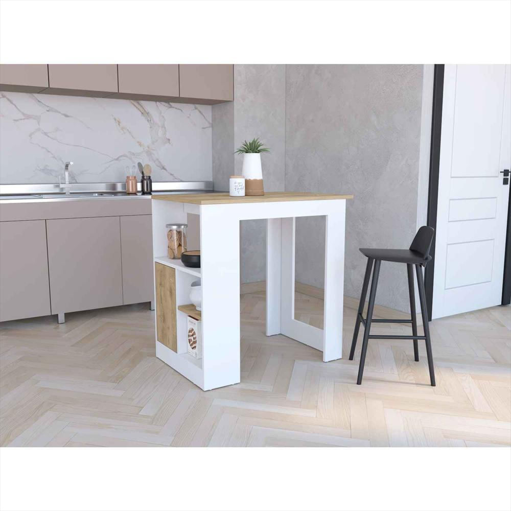 Isla De Cocina Stirling Blanco 92X91cm Con Dos Entrepaños Y Tres Compartimientos img #5
