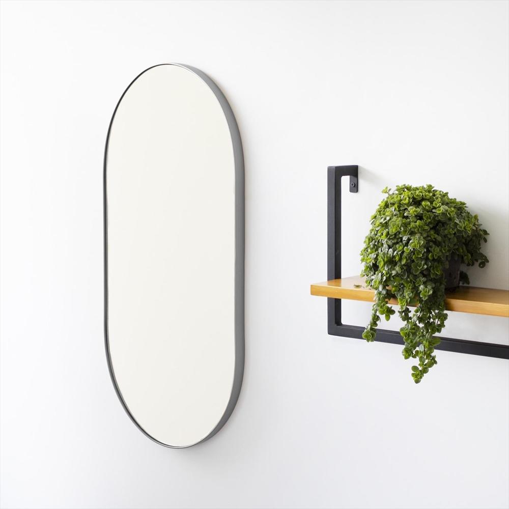 Espejo De Pared Plata 40X80cm Ovalado Con Marco Metalico img #2