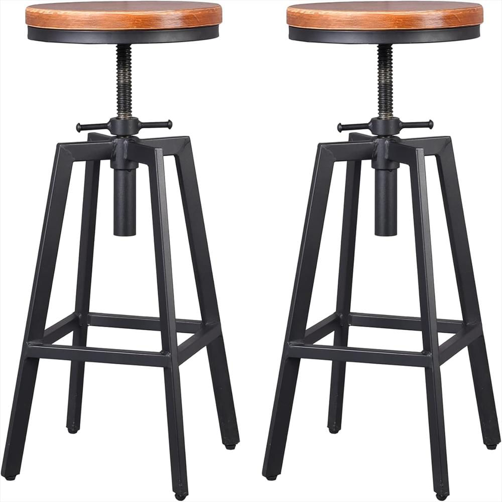 Taburete Diwhy Industrial Elevable Metal Y Madera Negro Juego De 2 img #1