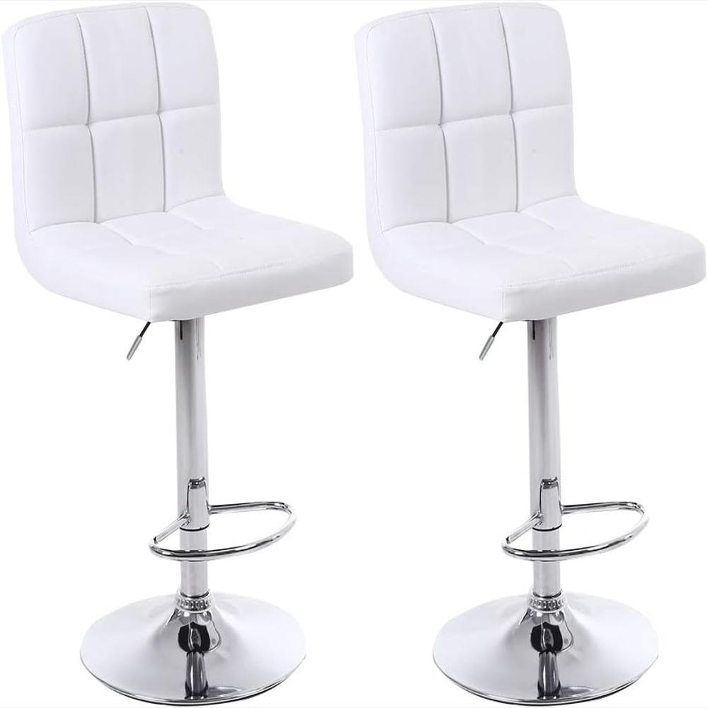 Taburete De Bar Hubse Ajustable Piel Sintética Blanco Juego De 2 img #1