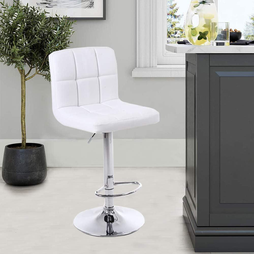 Taburete De Bar Hubse Ajustable Piel Sintética Blanco Juego De 2 img #2