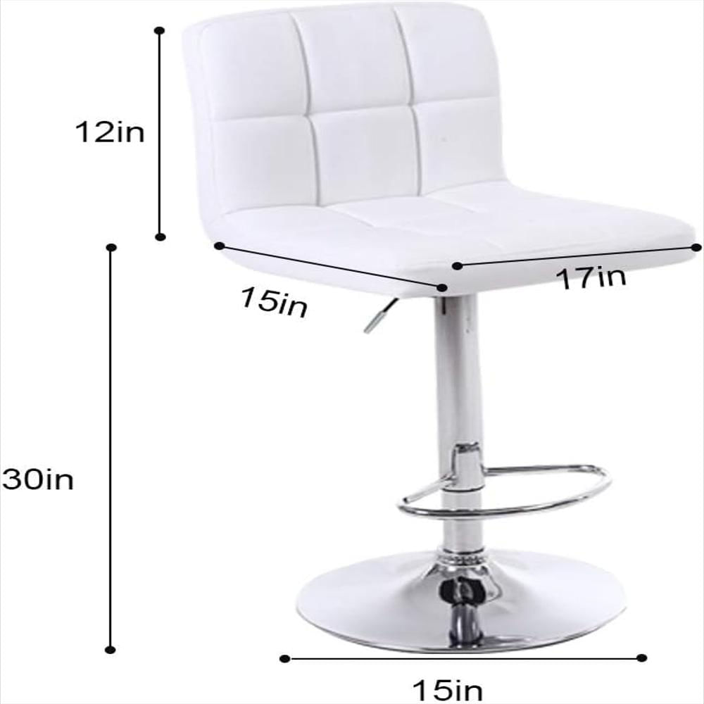 Taburete De Bar Hubse Ajustable Piel Sintética Blanco Juego De 2 img #3