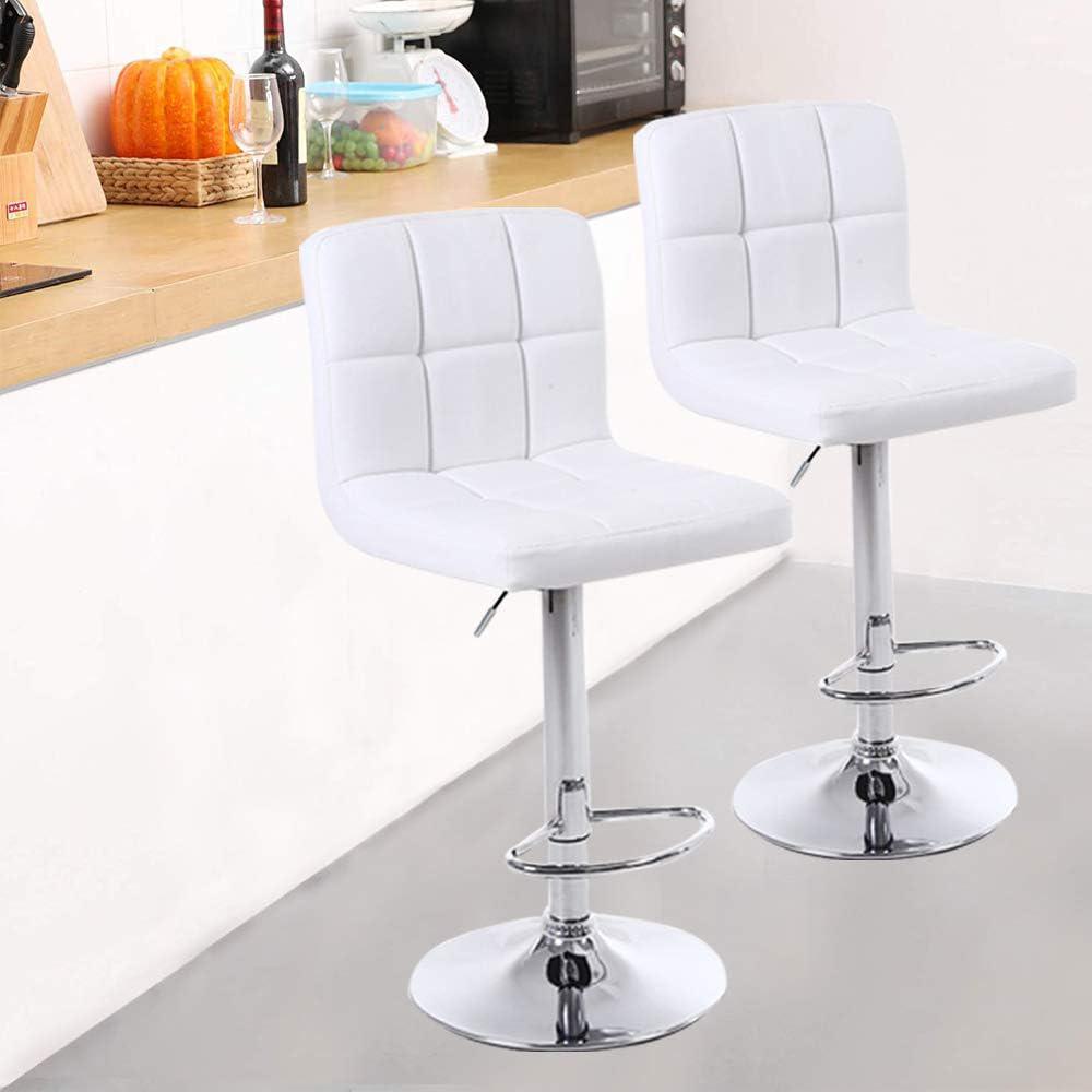 Taburete De Bar Hubse Ajustable Piel Sintética Blanco Juego De 2 img #4