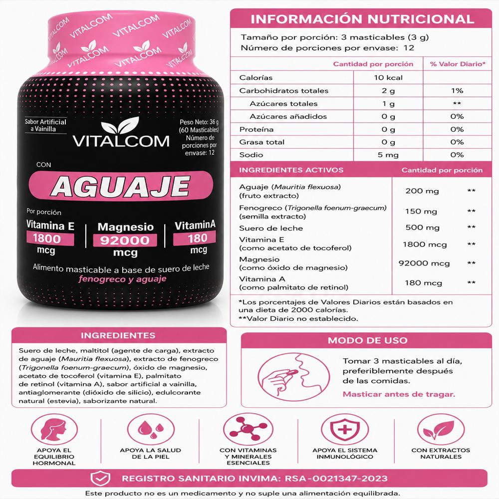 Aguaje Con Fenogreco, Magnesio Y Vitamina E. Invima img #5