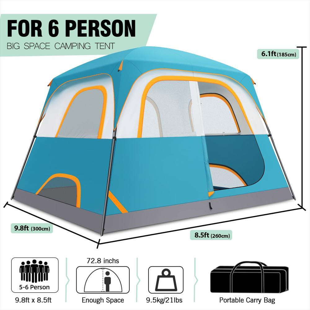 Carpa De Camping Cobizi Para 6 Personas Impermeable Azul img #3