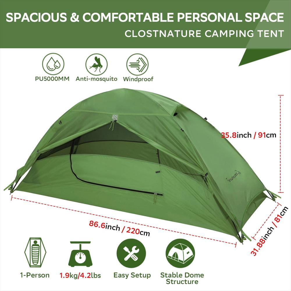 Carpa De Camping Ultraligera Tesleader Para 1 Persona Verde img #2