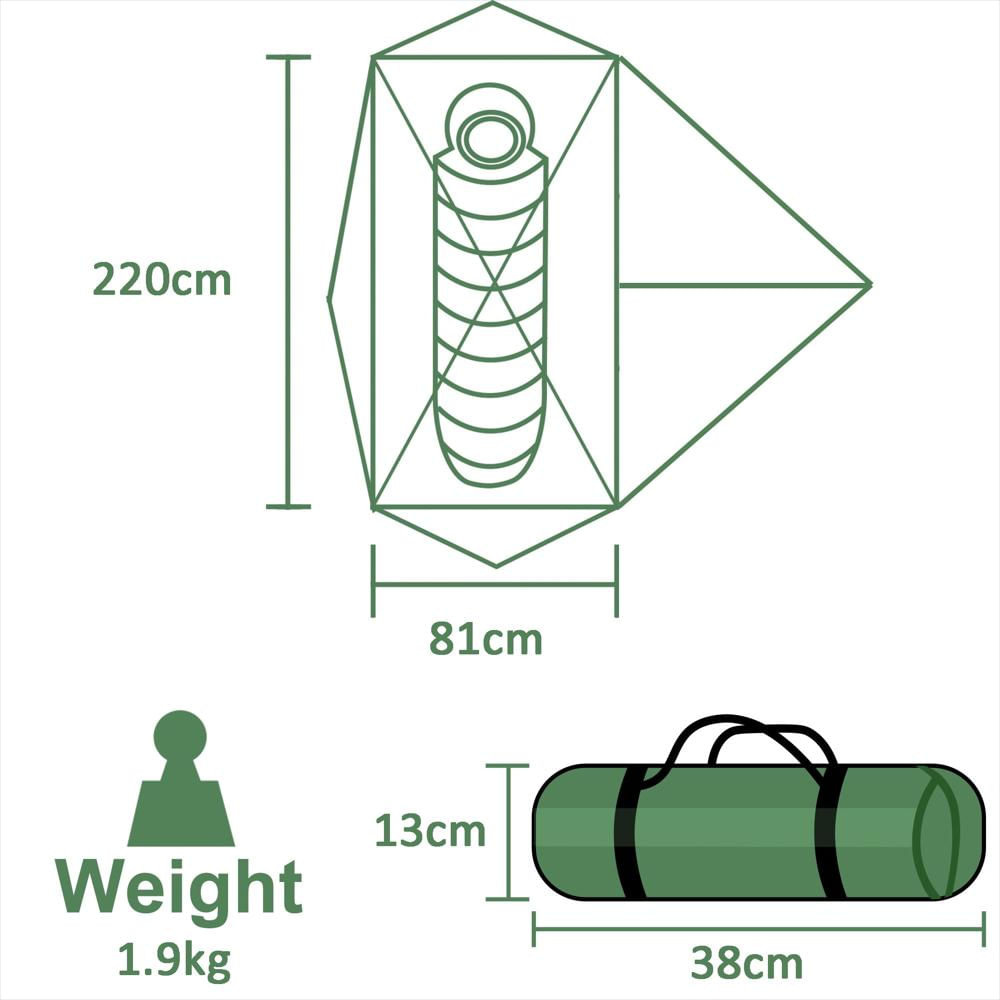 Carpa De Camping Ultraligera Tesleader Para 1 Persona Verde img #3