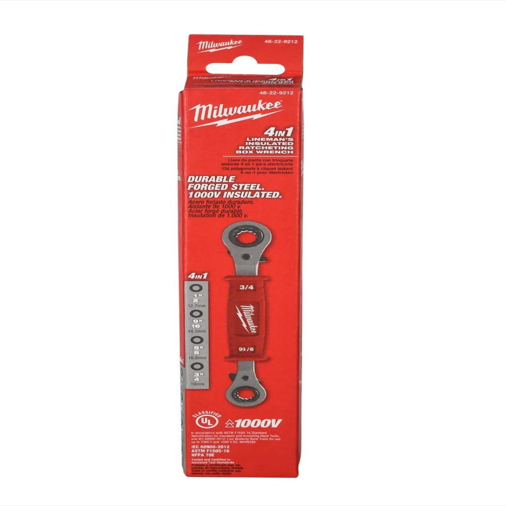 Llave De Caja Milwaukee 48 22 9212 Liniero Aislada 4 En 1 Con Trinquete img #1