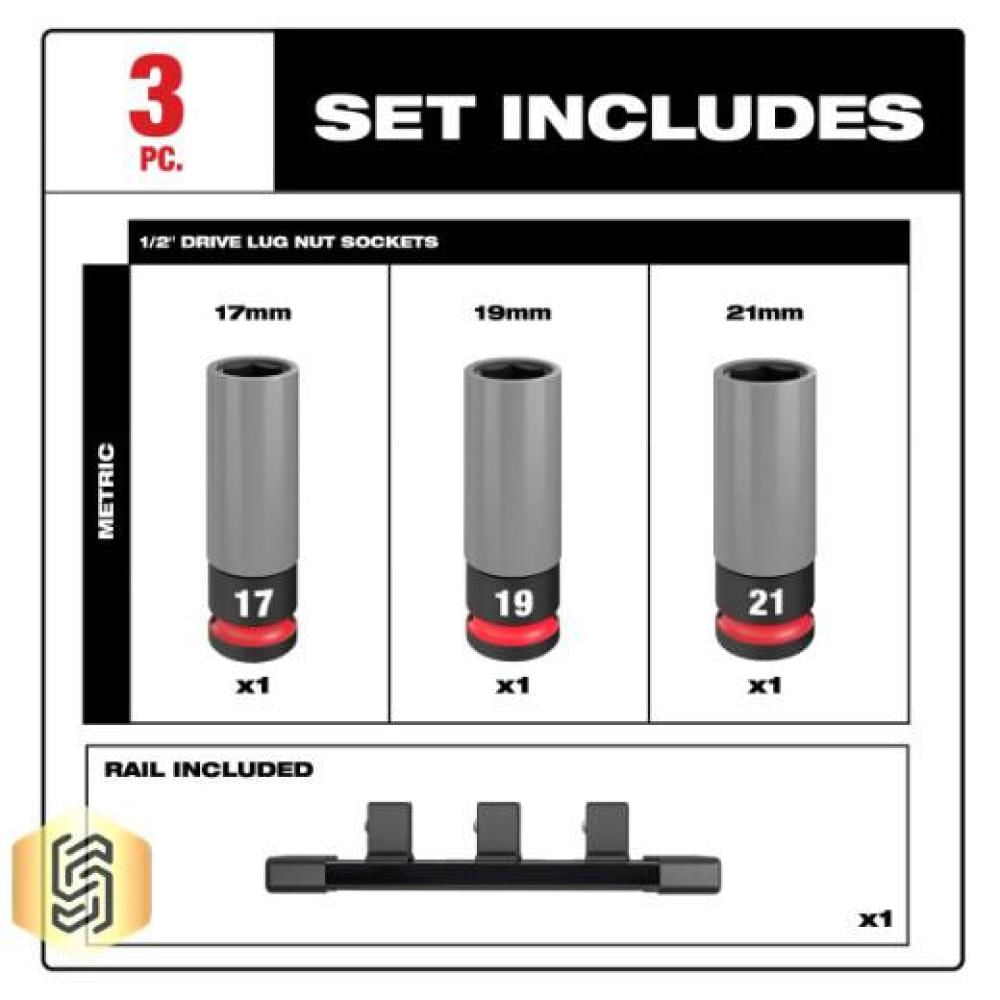 Juego De 3 Copas Métricas Milwaukee 49 66 7830 Shockwave Para Tuercas img #2