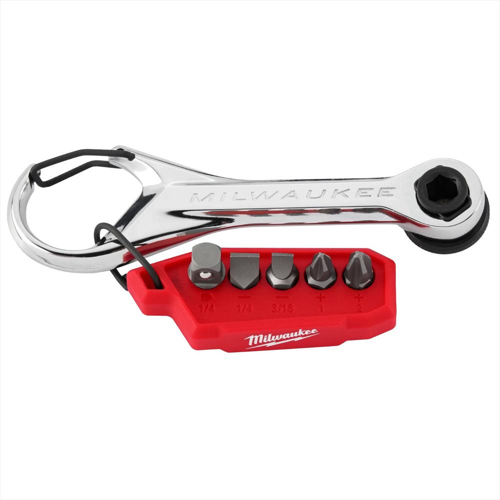 Mini Trinquete Milwaukee 48 22 2950 7 En 1 Con Puntas Múltiples img #1