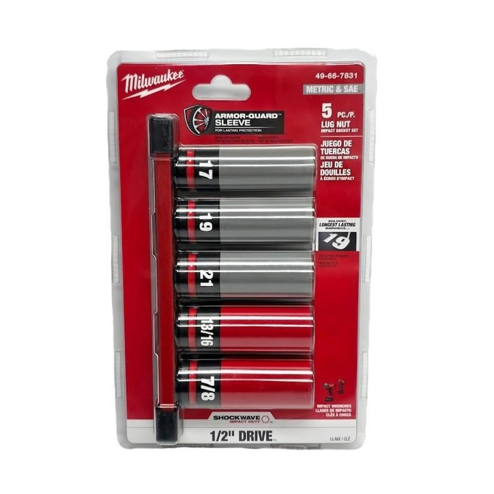 Juego De 5 Copas Para Tuercas De Rueda Milwaukee 49 66 7831 Shockwave Sae img #1