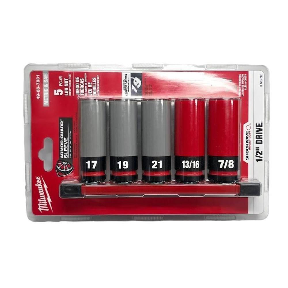 Juego De 5 Copas Para Tuercas De Rueda Milwaukee 49 66 7831 Shockwave Sae img #2