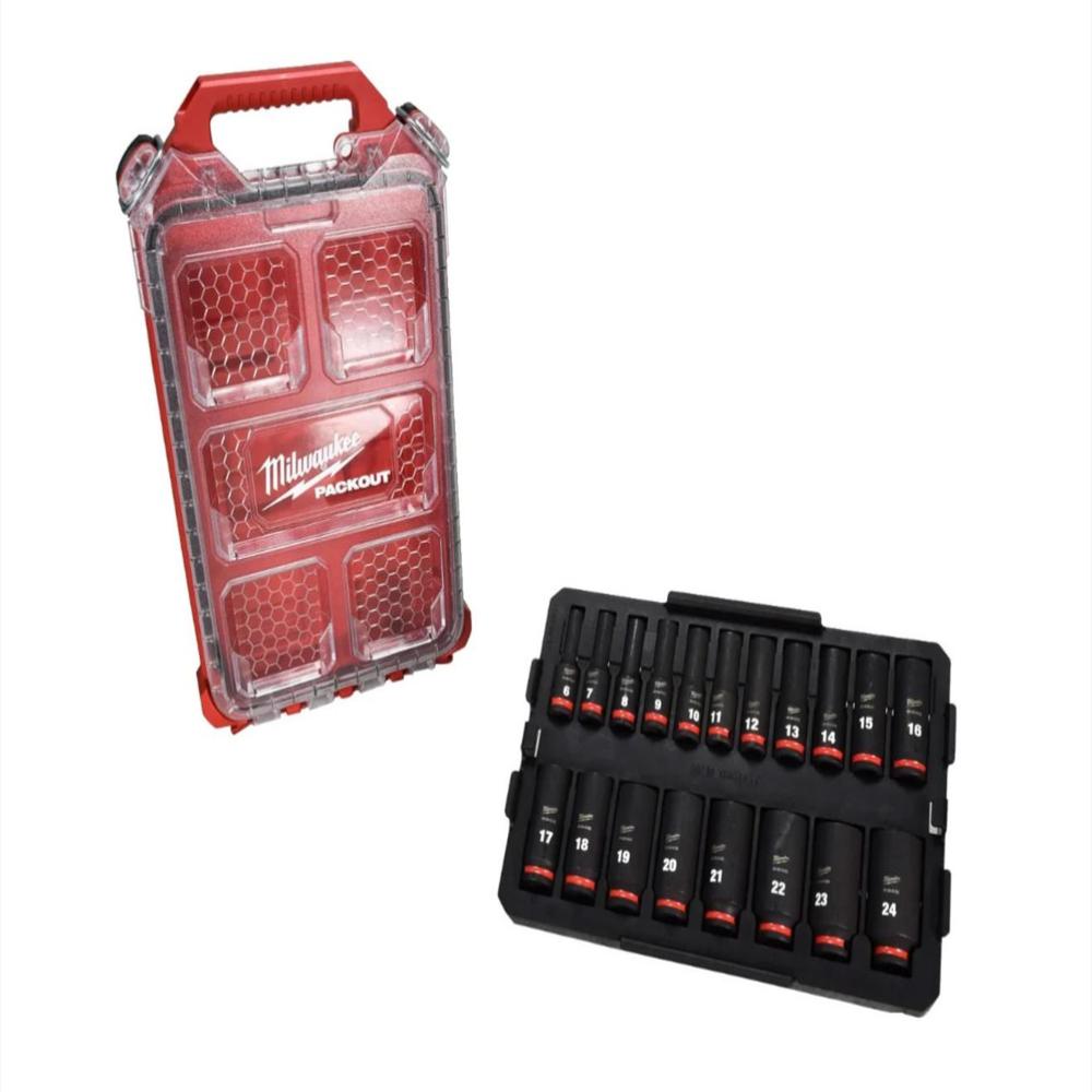 Juego De 19 Copas De Impacto Milwaukee 49 66 6801 Shockwave Packout img #1