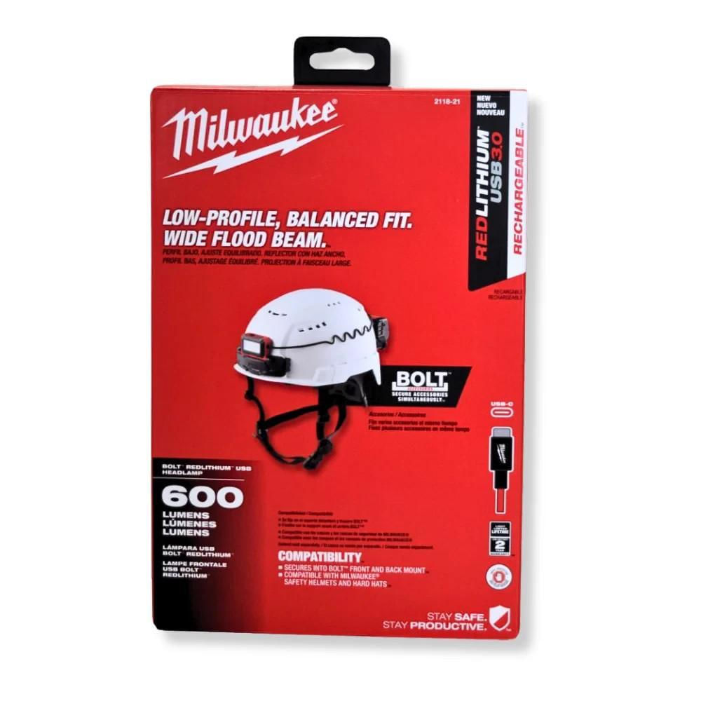 Linterna Frontal Milwaukee 2118 21 Bolt Redlithium Usb De 600 Lúmenes img #2
